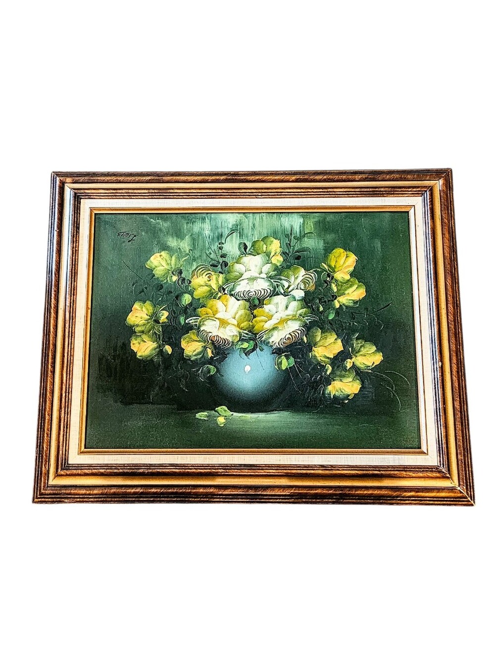 Vintage 70s Floral Original Signed Lewis Framed 31x25 in Robert Cox Style